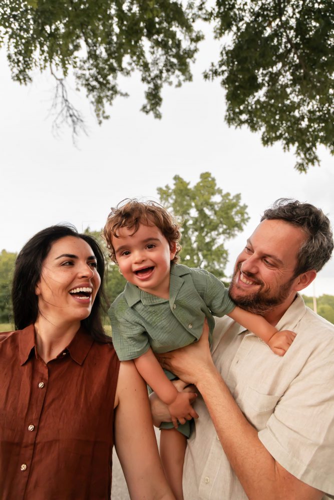 Cleveland family photography session with parents and three children outdoors