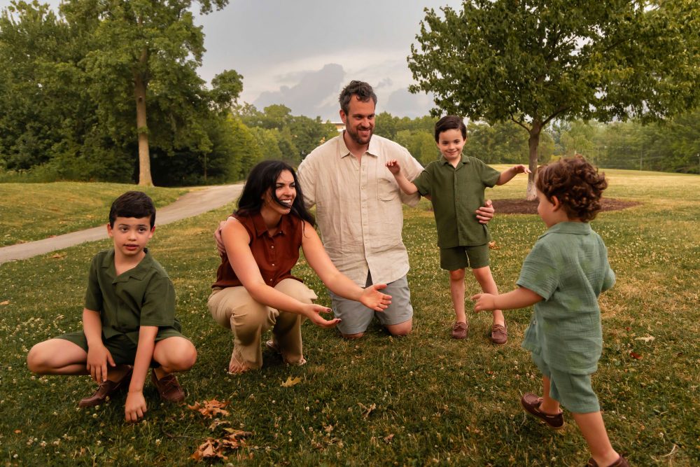 Cleveland family photographer capturing candid moments between parents and their children
