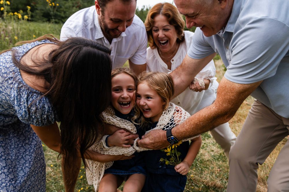 Cleveland family photographer photographing three generations together outdoors